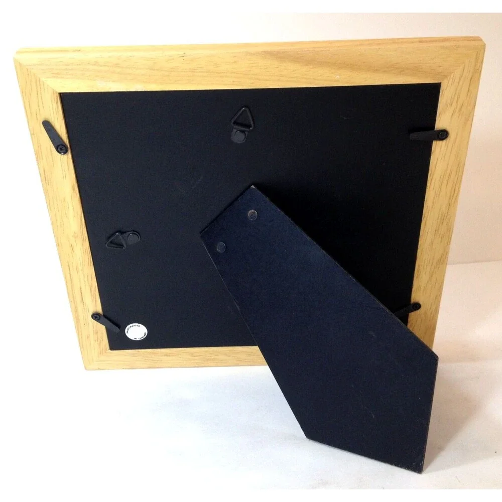 Vintage 9 x 9 Natural Wood Picture Frame Stand or Hang Holds 5 Photos